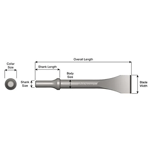 Ajax Tool Works AJXA955 Pneumatic Bit, Wide Chisel and Scraper, .498 Shank Turn Type, 1-5/16" Wide, Length 7".