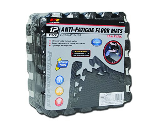 WILMAR WLMW88988 Performance Tool 12" X 12" Protective Diamond Shape Anti-Fatigue Interlocking Floor Mat (12 Square Feet).