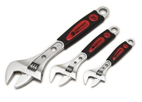 WILMAR WLMW30703 Performance Tool 3 Piece Cushion Grip Adjustable Wrench Set