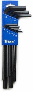 Titan TIT12719 9 Pieces Metric Long Arm Hexagonal Key Set, Pack Of 6