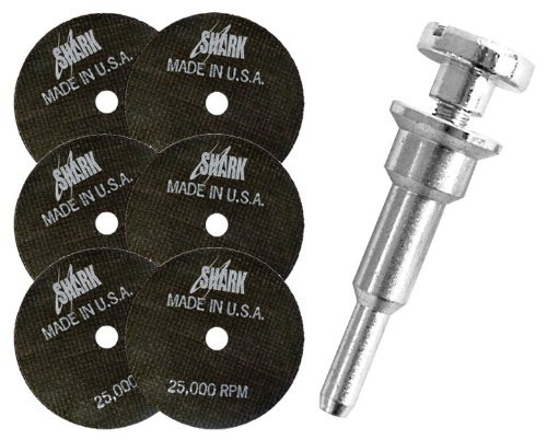 Shark Industries Ltd SRK12730 Shark Welding Shark Cut-Off Wheels Plus Mandrel with 3/8-Inch Shoulder Screw, 6-Pack