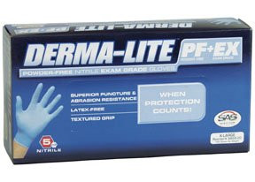 SAS Safety SAS6609-20 Derma-Lite Powder Free Exam Grade Disposable Nitrile 5 Mil Gloves, Extra Large, 100 Gloves by Weight