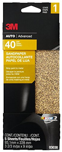 3M(TM) Aluminum Oxide Automotive Sandpaper, 03038, Coarse, 3 2/3 in x 9 in, 5 sheets per pack 3M MMM03038