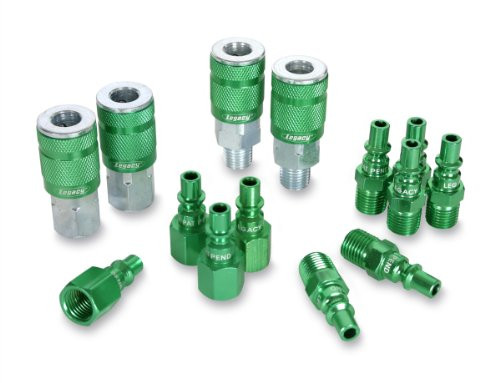 Legacy Manufacturing LEGA71458B ColorConnex Coupler & Plug Kit (14 Piece), ARO Type B, 1/4 in. NPT, Green, A71457B