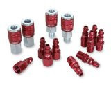 Legacy Manufacturing LEGA73458D ColorConnex Coupler & Plug Kit (14 Piece), Industrial Type D, 1/4 in. NPT, Red -