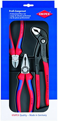 Grip On KNP002009V01 Knipex Tools 00 20 09 V01 Cobra, Combination, & Diagonal Cutter Pliers Best Sellers Set (3 Piece)