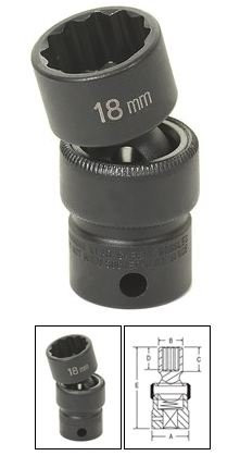Grey Pneumatic GRE1121UM 3/8" Drive x 21mm Standard Universal- 12 Point