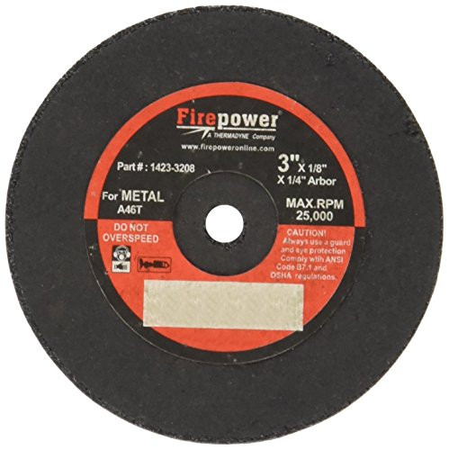Firepower FPW1423-3208 Type 1 Abrasive Cut-Off Wheel for Metal, 3-Inch Diameter, 1/8-Inch Width with 1/4-Inch Hole