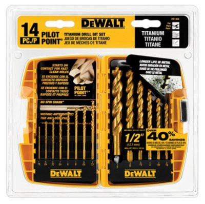 DeWalt DWTDW1354 & #174 Pilot Point & #174 Titanium Drill Bit Set, , 14 Piece Set