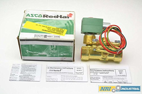 ASCO 77045 8210G003-120/60,110/50 Brass Body Pilot Operated General Service Solenoid Valve, 3/4" Pipe Size, 2-Way Normally Closed, Nitrile Butylene Sealing, 3/4" Orifice, 6.5 Cv Flow, 120V/60 Hz, 110V/50 Hz