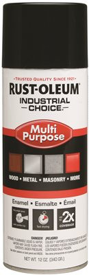 RUSTOLEUM 289391 Rust-Oleum Industrial 1600 System Gen Purpose Enamel Aerosol, Ultra-Flat Black 16 oz. Can - Lot of 6