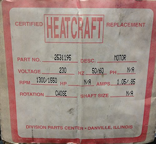 Heatcraft Refrigeration 2531195 1/20HP 230V 1550RPM CW MOTOR