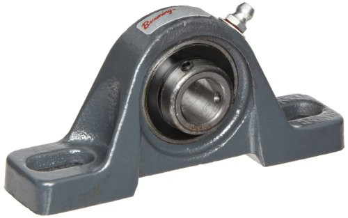 Browning VPS-222 AH Pillow Block Ball Bearing, 2 Bolt, Air Handling Duty, Setscrew Lock, Contact and Flinger Seal, Cast Iron, Inch, 1-3/8" Bore, 1-7/8" Base To Center Height