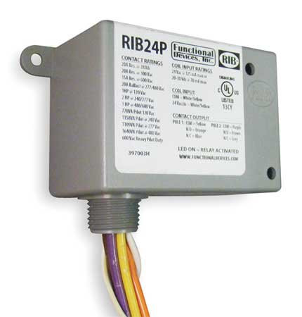 Functional Devices RIB24P -FA | FDI | Enclosed Relay 20Amp DPDT polarized 24Vdc, 24Vac