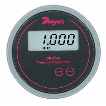 Dwyer Instruments 2004 Dwyer Series DM-2000 Differential Pressure Transmitter with LCD, Black Background, 0-1"WC