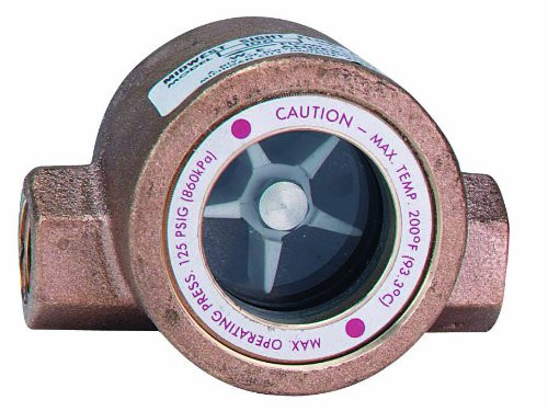 Dwyer Instruments SFI-100-1/2 Dwyer MIDWEST Series SFI-100 Sight Flow Indicator, Single Window, Bronze Body, ABS Impeller, 1/2" Female NPT Connections, 4" Length x 2.250" Depth x 2.563" Height