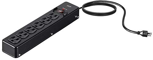 Monoprice Heavy Duty 4 Outlet Metal Surge Protector Power Box, 180 Joules,  with 6ft Cord, Black 