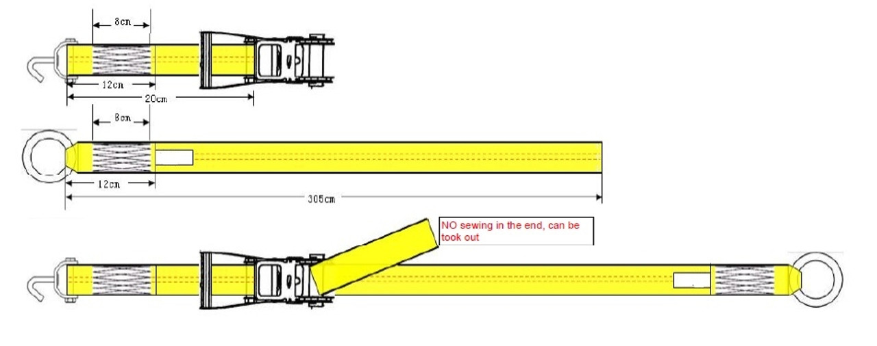 2x10' Lasso Ratchet Strap Finger J Hook Wheel Net Auto Tow Towing Tie Down  