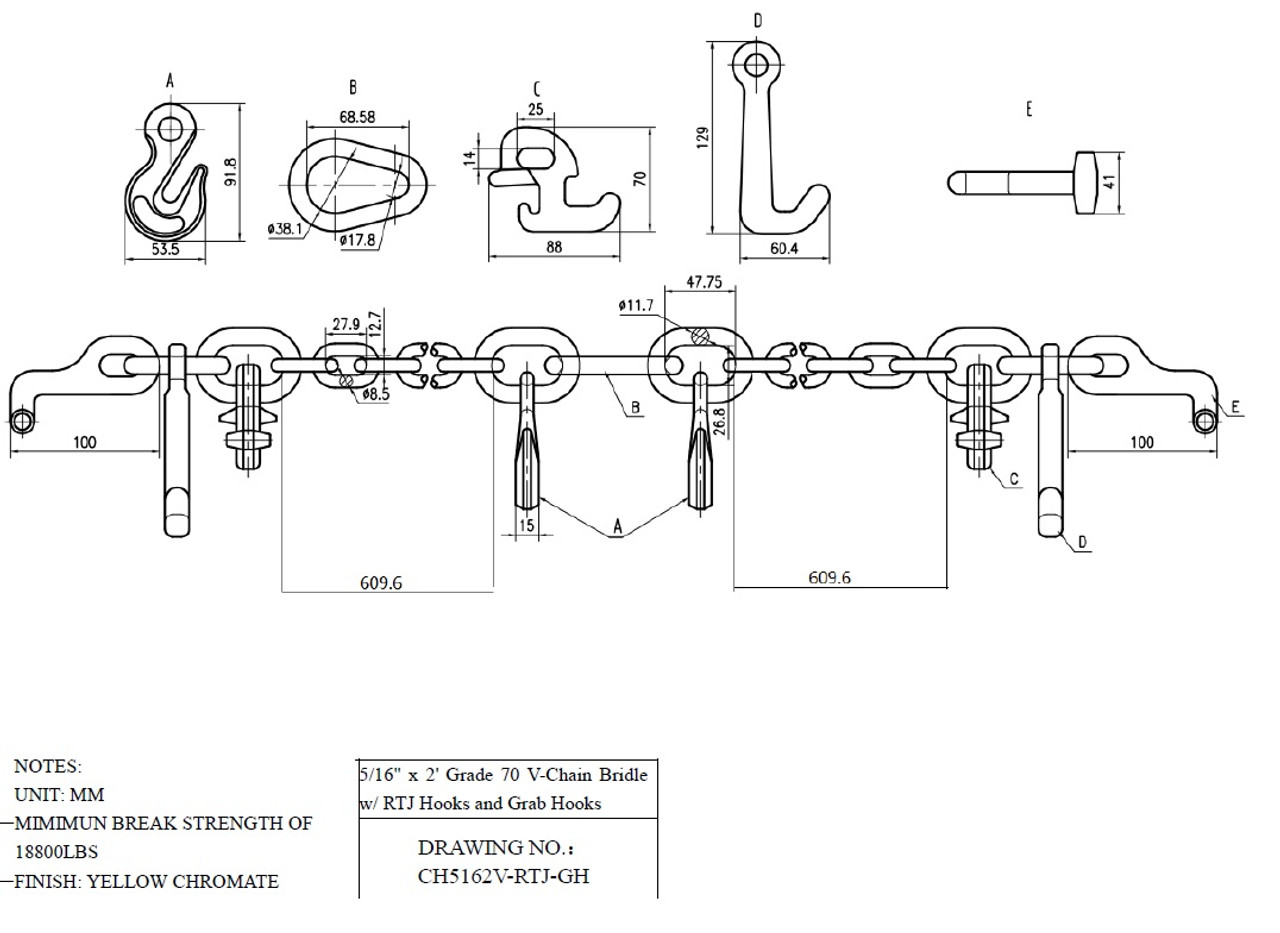 G70 V Chain Bridle W Rtj Cluster Hooks And Grab Hooks Towing Ustrucksupplies Com