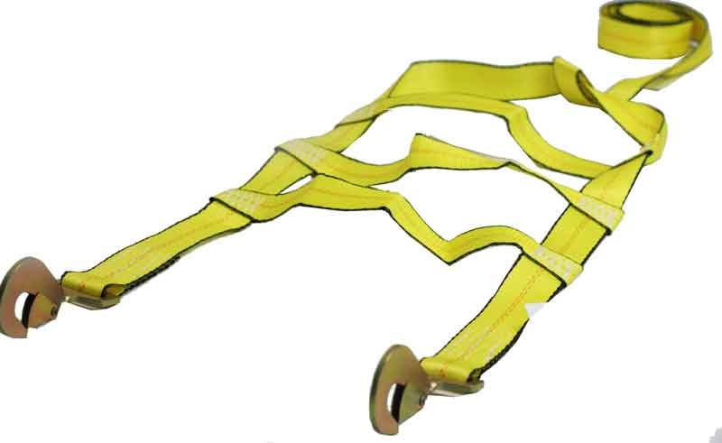 Two (2x) Orange Demco Tow Dolly Straps Rugged Weave Axle W/ Hooks & 2 Ratchets E - Foto 2