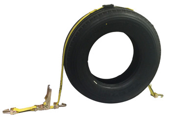 Ratchet Tire Strap w/ Swivel J Hooks & Rubber Pads