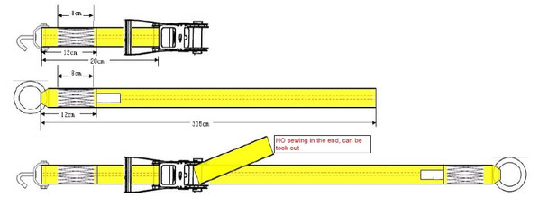 2"x10' Lasso Ratchet Strap Finger J Hook Wheel Net Auto Tow Towing Tie Down