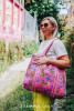 Pink Jaguar Checkered Print Tote