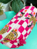 Pink Jaguar Checkered Cosmetic Bag
