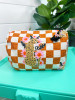 Gold Checkered Jaguar Cosmetic Bag