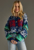Navy Multicolored Patterned Cardigan