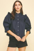 Navy Raleigh Ruffle Blouse