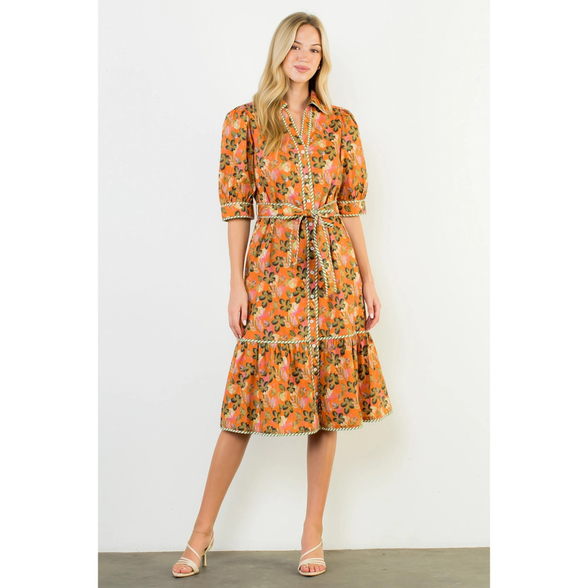 Libbie Midi Dress Orange