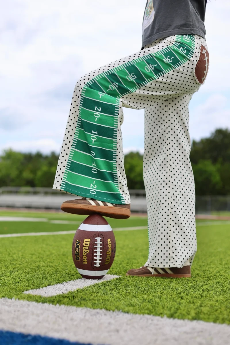 Game Day Football Field Wide Leg Denim