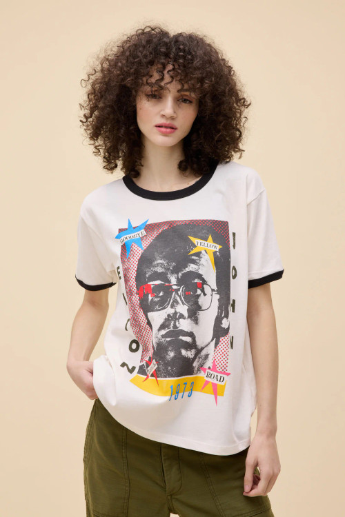 Elton John 1973 Pop Art Oversized Ringer White