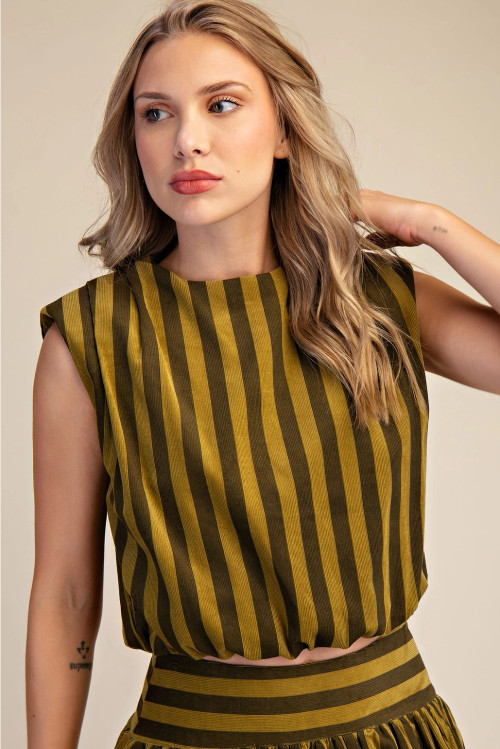 Ameilia Striped Top Olive