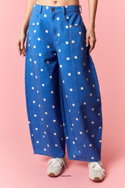 Royal Blue Dottie Barrel Pants