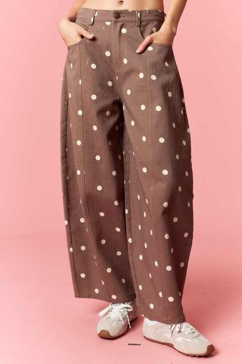 Brown Dottie Barrel Pants
