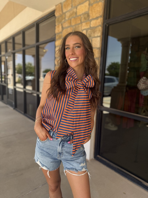 Navy Trina Tie Top