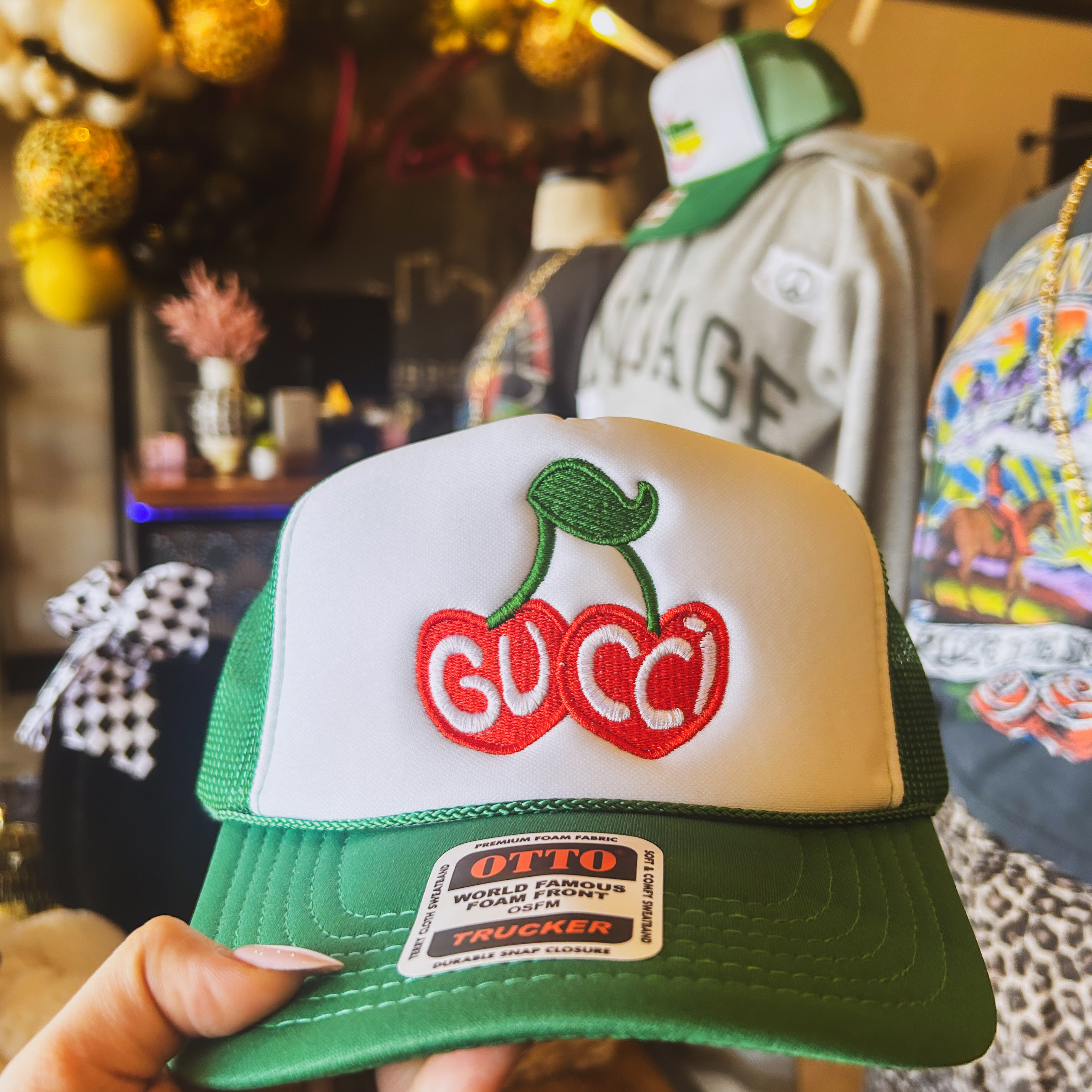 Gucci Cherry Stem Trucker Hat - Vibeage