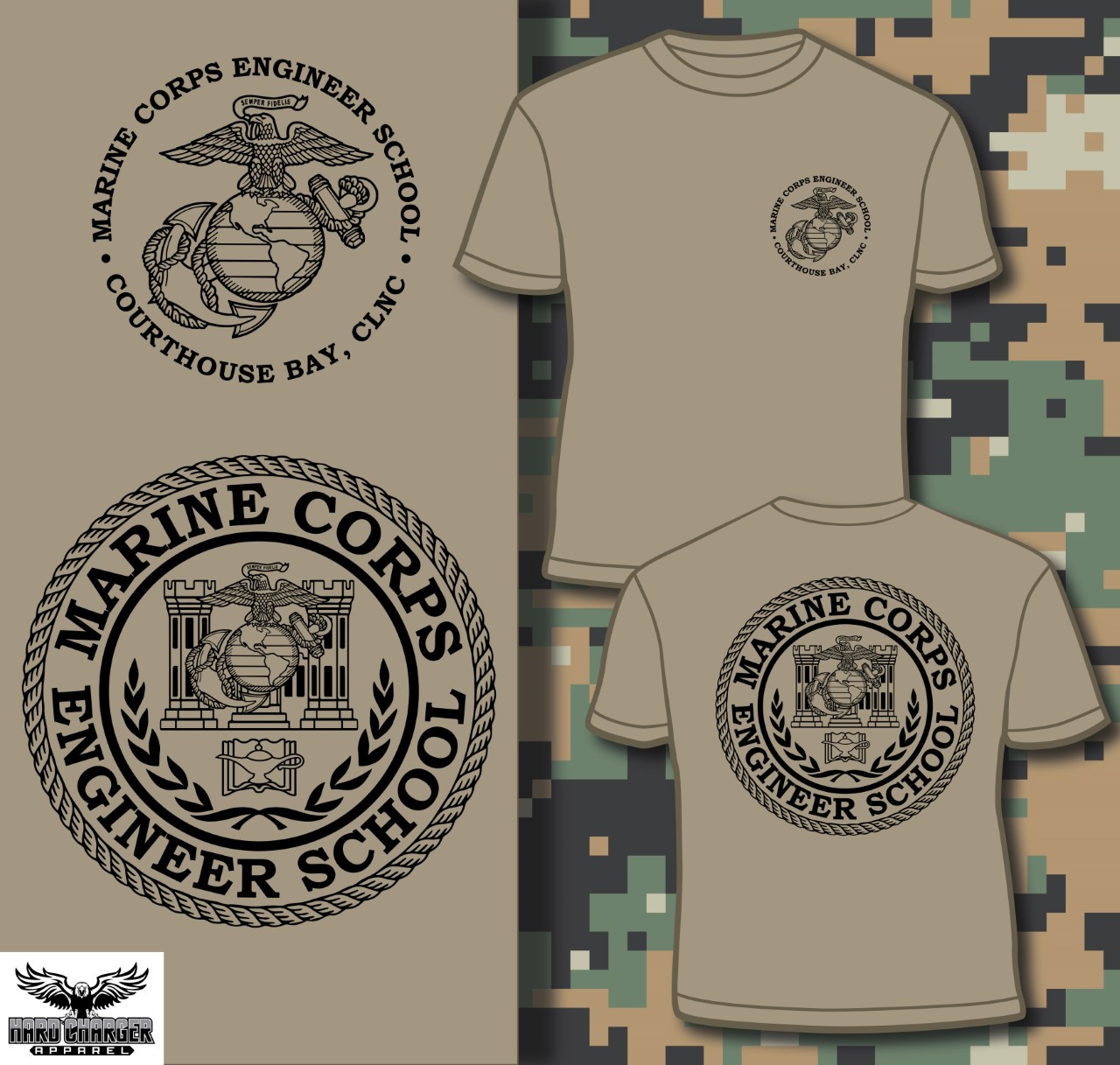 Marine Corps Engineer School, Courthouse Bay Tshirt Hard Charger Apparel