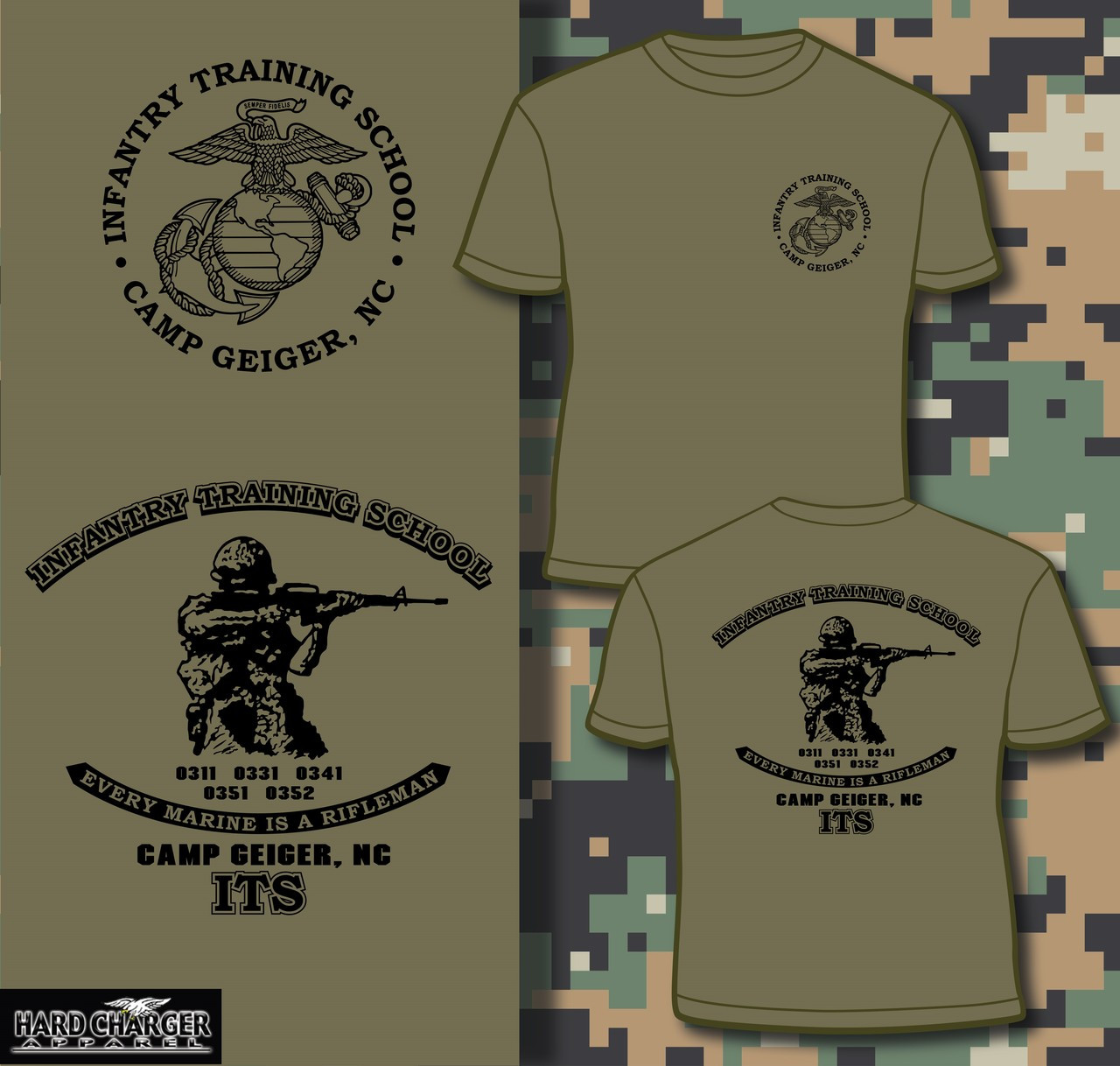 Infantry Training School - Camp Geiger, NC T-shirt - Hard Charger
