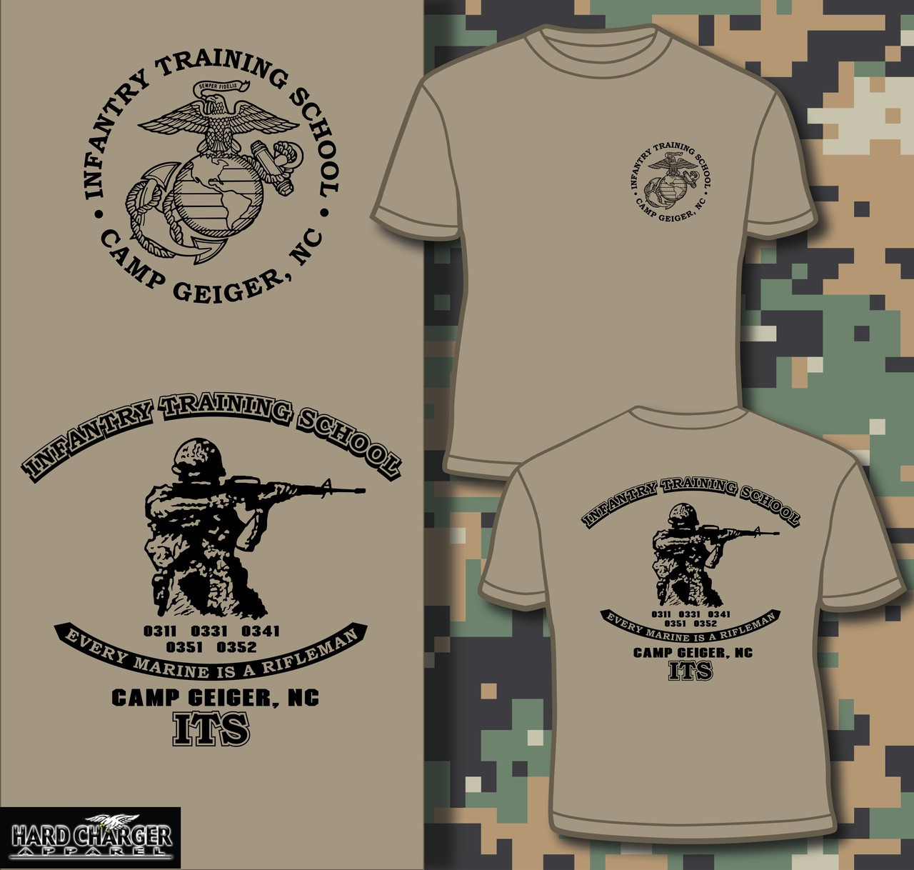 Infantry Training School - Camp Geiger, NC T-shirt - Hard Charger