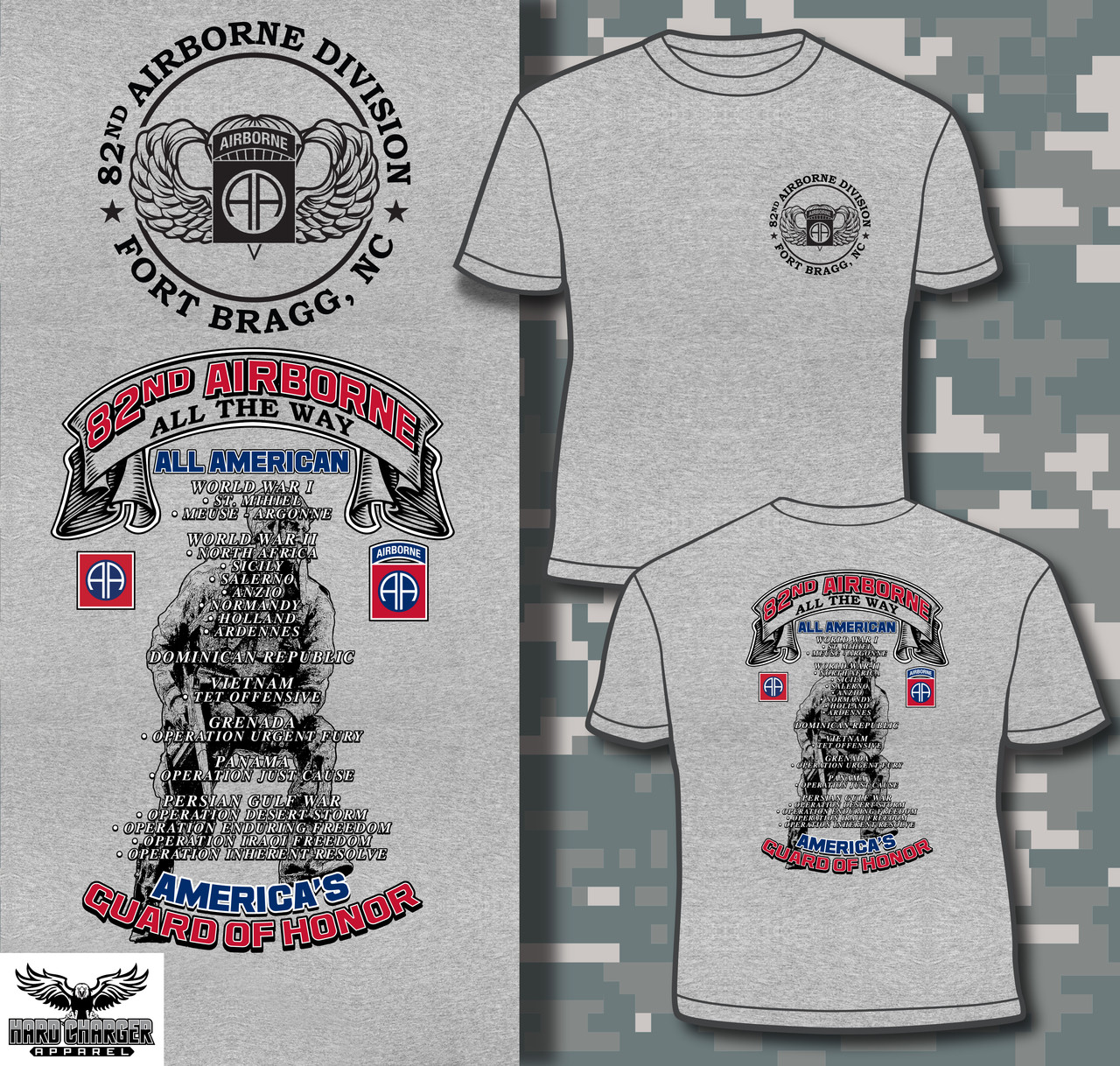 82nd Airborne Division Fort Bragg Nc T Shirt Hard Charger Apparel