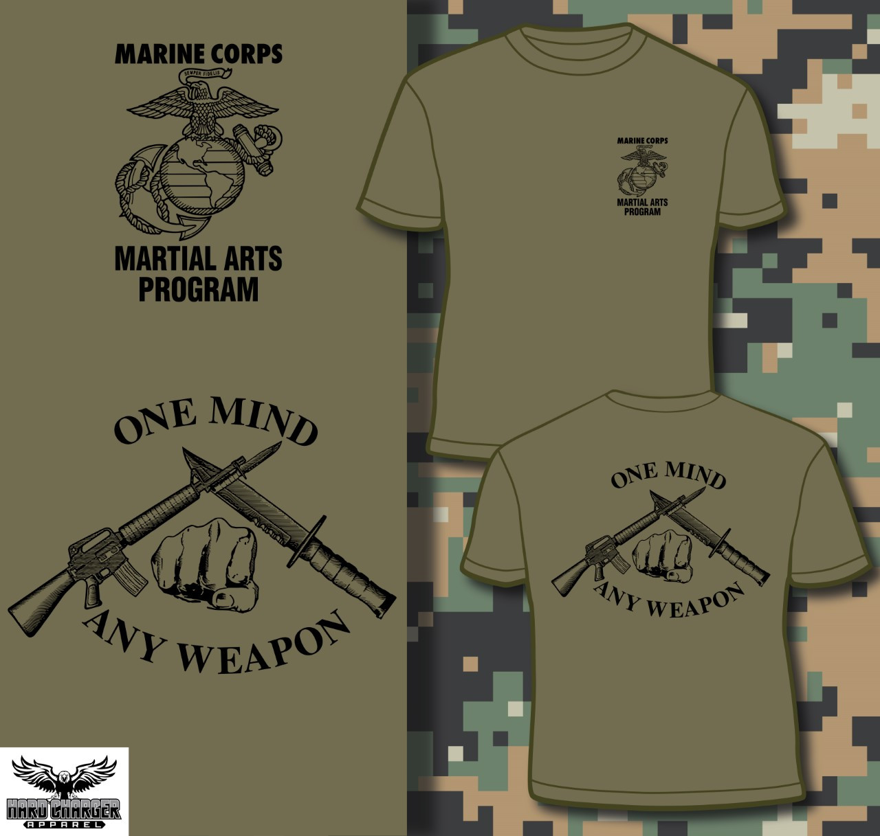 Marine Corps Martial Arts Program Tshirt Hard Charger Apparel
