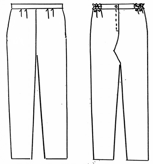 Back Zip Pleat Pants with No Pockets