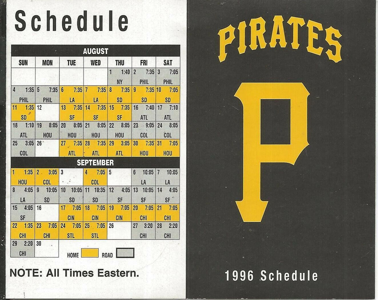ORIGINAL Vintage 1996 Pittsburgh Pirates Pocket Schedule - Remixxd by Steel  City Galleries
