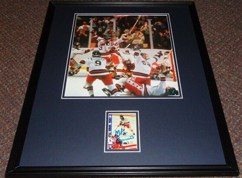 Mike Ramsey Signed Framed 16x20 Photo Display 1980 USA Miracle on Ice Olympics