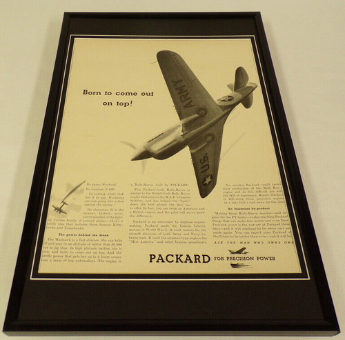 1942 Packard Warhawk US Army Framed 11x17 ORIGINAL Vintage Advertising Poster