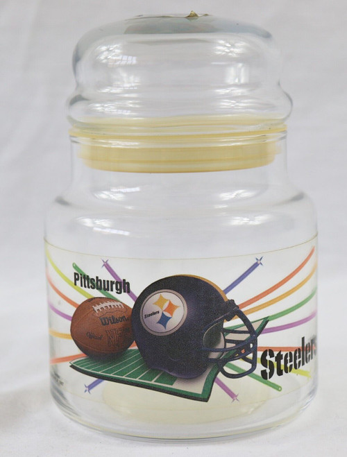 VINTAGE Kamco Pittsburgh Steelers Glass Candle Jar