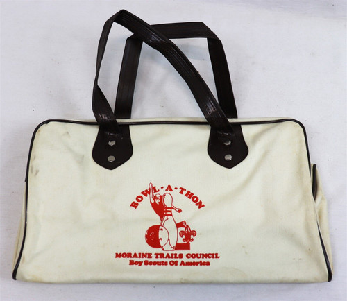 VINTAGE Boy Scouts of America Bowl a Thon Bowling 6x15" Cloth Canvas Bag BSA